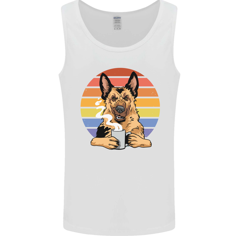 A Fierce German Shepherd Alsatian Coffee Mens Vest Tank Top White