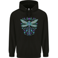 A Floral Dragonfly Childrens Kids Hoodie Black