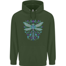 A Floral Dragonfly Childrens Kids Hoodie Forest Green