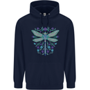 A Floral Dragonfly Childrens Kids Hoodie Navy Blue