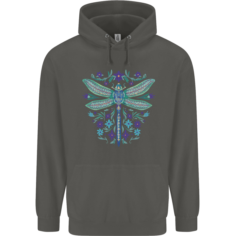A Floral Dragonfly Childrens Kids Hoodie Storm Grey