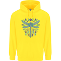 A Floral Dragonfly Childrens Kids Hoodie Yellow