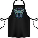 A Floral Dragonfly Cotton Apron 100% Organic Black
