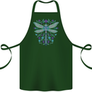 A Floral Dragonfly Cotton Apron 100% Organic Forest Green