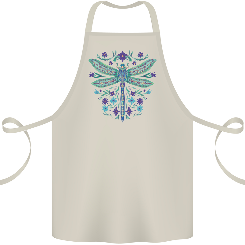 A Floral Dragonfly Cotton Apron 100% Organic Natural