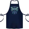 A Floral Dragonfly Cotton Apron 100% Organic Navy Blue