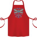 A Floral Dragonfly Cotton Apron 100% Organic Red