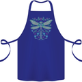 A Floral Dragonfly Cotton Apron 100% Organic Royal Blue