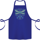 A Floral Dragonfly Cotton Apron 100% Organic Royal Blue