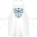 A Floral Dragonfly Cotton Apron 100% Organic White