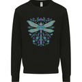 A Floral Dragonfly Kids Sweatshirt Jumper Black