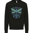 A Floral Dragonfly Kids Sweatshirt Jumper Black
