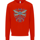 A Floral Dragonfly Kids Sweatshirt Jumper Bright Red