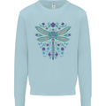 A Floral Dragonfly Kids Sweatshirt Jumper Light Blue