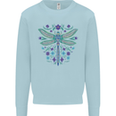 A Floral Dragonfly Kids Sweatshirt Jumper Light Blue