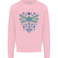 A Floral Dragonfly Kids Sweatshirt Jumper Light Pink