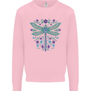 A Floral Dragonfly Kids Sweatshirt Jumper Light Pink