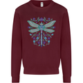 A Floral Dragonfly Kids Sweatshirt Jumper Maroon