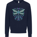 A Floral Dragonfly Kids Sweatshirt Jumper Navy Blue