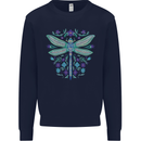A Floral Dragonfly Kids Sweatshirt Jumper Navy Blue