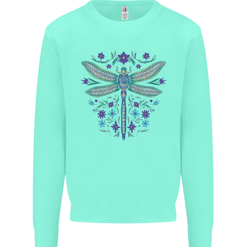 A Floral Dragonfly Kids Sweatshirt Jumper Peppermint
