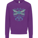 A Floral Dragonfly Kids Sweatshirt Jumper Purple