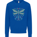 A Floral Dragonfly Kids Sweatshirt Jumper Royal Blue