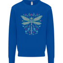 A Floral Dragonfly Kids Sweatshirt Jumper Royal Blue