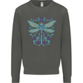 A Floral Dragonfly Kids Sweatshirt Jumper Storm Grey
