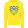A Floral Dragonfly Kids Sweatshirt Jumper Yellow