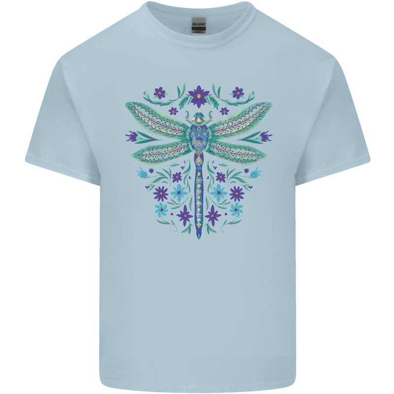 A Floral Dragonfly Kids T-Shirt Childrens Light Blue