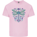 A Floral Dragonfly Kids T-Shirt Childrens Light Pink