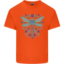 A Floral Dragonfly Kids T-Shirt Childrens Orange