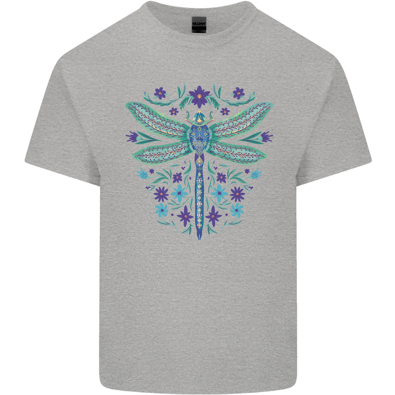 A Floral Dragonfly Kids T-Shirt Childrens Sports Grey