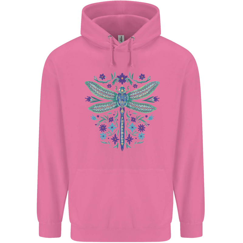 A Floral Dragonfly Mens 80% Cotton Hoodie Azelea