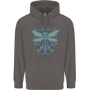 A Floral Dragonfly Mens 80% Cotton Hoodie Charcoal
