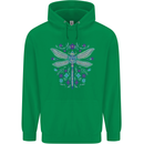A Floral Dragonfly Mens 80% Cotton Hoodie Irish Green