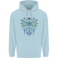 A Floral Dragonfly Mens 80% Cotton Hoodie Light Blue