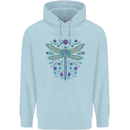 A Floral Dragonfly Mens 80% Cotton Hoodie Light Blue