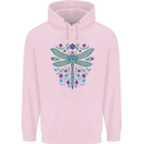 A Floral Dragonfly Mens 80% Cotton Hoodie Light Pink