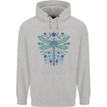 A Floral Dragonfly Mens 80% Cotton Hoodie Sports Grey