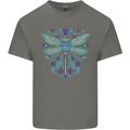 A Floral Dragonfly Mens Cotton T-Shirt Tee Top Charcoal
