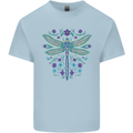 A Floral Dragonfly Mens Cotton T-Shirt Tee Top Light Blue