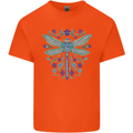 A Floral Dragonfly Mens Cotton T-Shirt Tee Top Orange