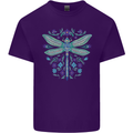 A Floral Dragonfly Mens Cotton T-Shirt Tee Top Purple
