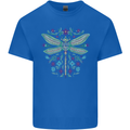 A Floral Dragonfly Mens Cotton T-Shirt Tee Top Royal Blue