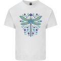 A Floral Dragonfly Mens Cotton T-Shirt Tee Top White
