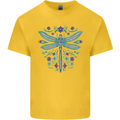 A Floral Dragonfly Mens Cotton T-Shirt Tee Top Yellow