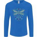 A Floral Dragonfly Mens Long Sleeve T-Shirt Royal Blue