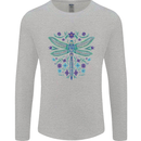 A Floral Dragonfly Mens Long Sleeve T-Shirt Sports Grey